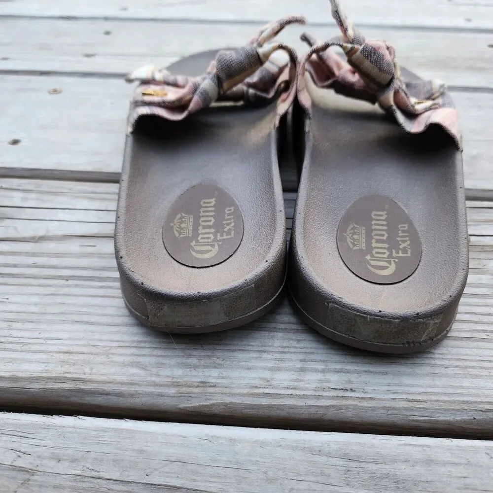 Corona Extra Womens Size 9-10 Sandals Flip Flops Slides Pink And Brown